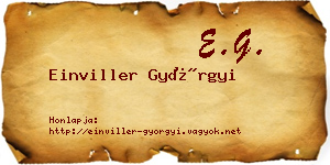 Einviller Györgyi névjegykártya